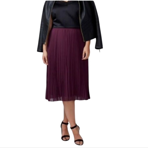 LANE BRYANT WINE MIDI PLEATED A LINE SKIRT XL 18/20 NWT - Picture 2 of 2